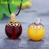 925 Silver Women Pendant for 15-22mm Pearl or Round Bead Semi Mount Yellow