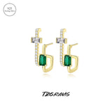 925 Silver Cross Earrings Simulated Diamond Plated Fine Jewelry