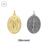 925 Silver Women's Vintage Religious Pendant Portrait Coin High Jewelry