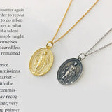 925 Silver Women's Vintage Religious Pendant Portrait Coin High Jewelry