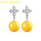 925 Silver Women Stud Earrings Pearl Round Bead CZ Cross