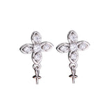 925 Silver Women Stud Earrings CZ 6-9mm Pearl/Round Bead Semi Mount Earrings