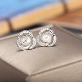 925 Silver Stud Earrings Crystal 8mm Semi Mount DIY Stone