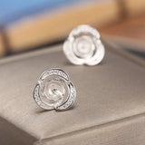 925 Silver Stud Earrings Crystal 8mm Semi Mount DIY Stone