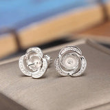 925 Silver Stud Earrings Crystal 8mm Semi Mount DIY Stone