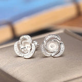 925 Silver Stud Earrings Crystal 8mm Semi Mount DIY Stone