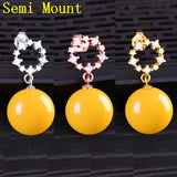 925 Silver Women Stud Earrings CZ Pearl or Round Bead Semi Mount Setting
