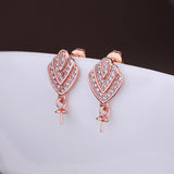 925 Silver Women Stud Earrings CZ Pearl Bead Semi Mount Earrings Setting
