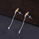 925 Silver Stud Earrings Flower Pearl Round Bead Semi Mount Earrings
