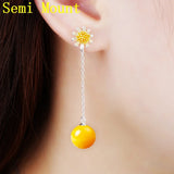 925 Silver Stud Earrings Flower Pearl Round Bead Semi Mount Earrings