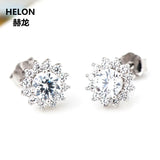 925 Silver Red CZ Stud Earrings Women Charm Jewelry