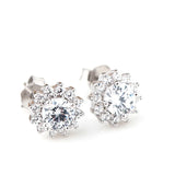 925 Silver Red CZ Stud Earrings Women Charm Jewelry