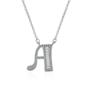 925 Silver A-Z Zircon Necklace Women's Jewelry