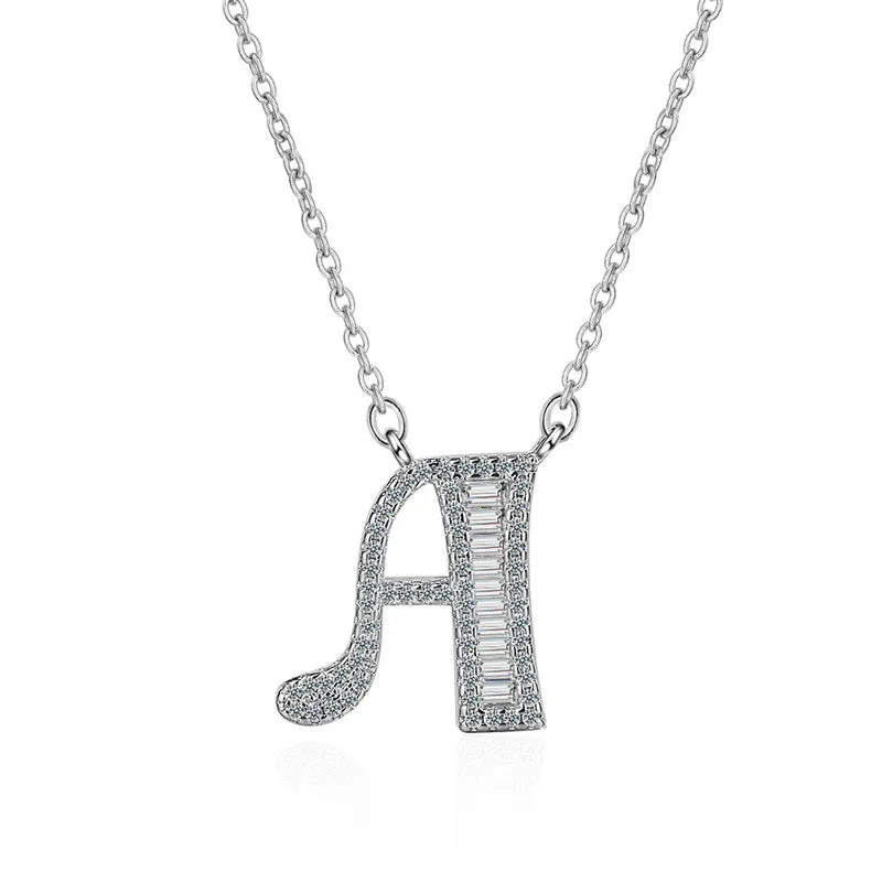 925 Silver A-Z Zircon Necklace Women's Jewelry