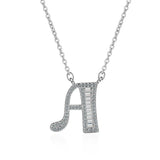 925 Silver A-Z Zircon Necklace Women's Jewelry