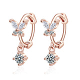 925 Silver Zircon Butterfly Stud Earrings Women Jewelry