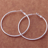 925 Silver Women's Round Big Hoop Earrings Wedding Jewelry For Christmas