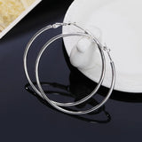 925 Silver Women's Round Big Hoop Earrings Wedding Jewelry For Christmas