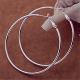 925 Silver Women's Round Big Hoop Earrings Wedding Jewelry For Christmas