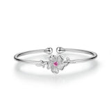 925 Silver Flower Bracelet with Diamond Charm