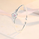925 Silver Flower Bracelet with Diamond Charm