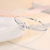 925 Silver Flower Bracelet with Diamond Charm