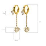 925 Silver Love Heart Drop Earrings CZ Tassel Wedding Jewelry