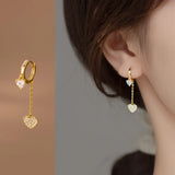 925 Silver Love Heart Drop Earrings CZ Tassel Wedding Jewelry