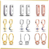 925 Silver Women's Earrings Rose Heart Star Moon Birthday Wedding Party Jewelry