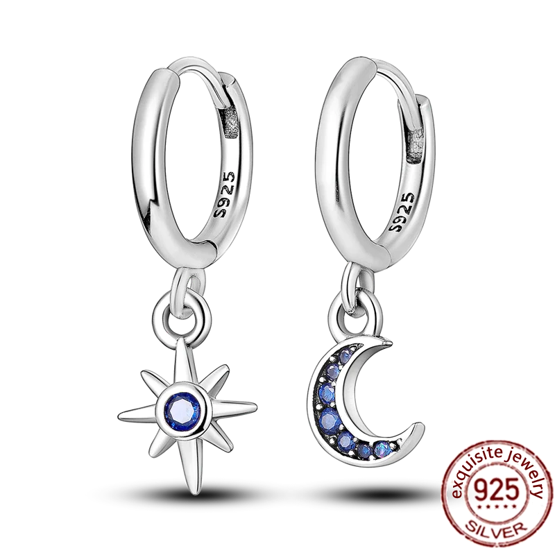 925 Silver Women's Earrings Rose Heart Star Moon Birthday Wedding Party Jewelry