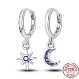 925 Silver Women's Earrings Rose Heart Star Moon Birthday Wedding Party Jewelry