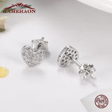 925 Silver Hearts Stud Earrings CZ Korea Jewelry