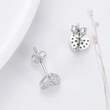 925 Silver Hearts Stud Earrings CZ Korea Jewelry