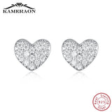 925 Silver Hearts Stud Earrings CZ Korea Jewelry
