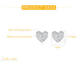 925 Silver Hearts Stud Earrings CZ Korea Jewelry