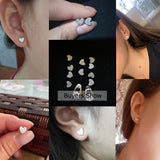 925 Silver Hearts Stud Earrings CZ Korea Jewelry