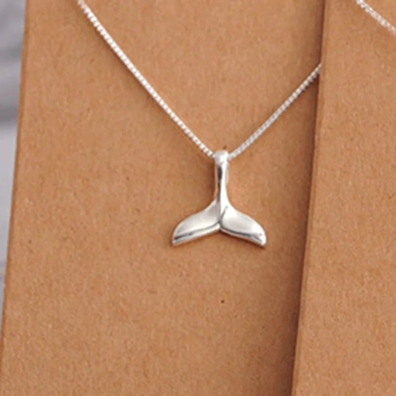 925 Silver Whale Tail Pendant Mermaid Necklace