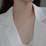 925 Silver Red Heart Necklace Romantic Choker Pendant