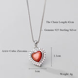 925 Silver Red Heart Necklace Romantic Choker Pendant