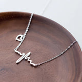925 Silver ECG Pendant Necklace Heartbeat Jewelry