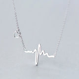 925 Silver ECG Pendant Necklace Heartbeat Jewelry