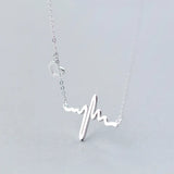 925 Silver ECG Pendant Necklace Heartbeat Jewelry