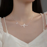 925 Silver ECG Pendant Necklace Heartbeat Jewelry