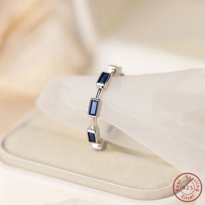 925 Silver Women's Ring with Square Sapphire