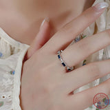 925 Silver Women's Ring with Square Sapphire