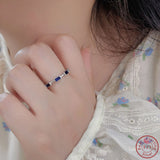 925 Silver Women's Ring with Square Sapphire