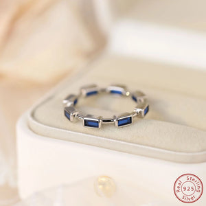 925 Silver Women's Ring with Square Sapphire