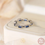 925 Silver Women's Ring with Square Sapphire