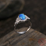 925 Silver Opal & Zircon Ring for Women