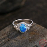 925 Silver Opal & Zircon Ring for Women